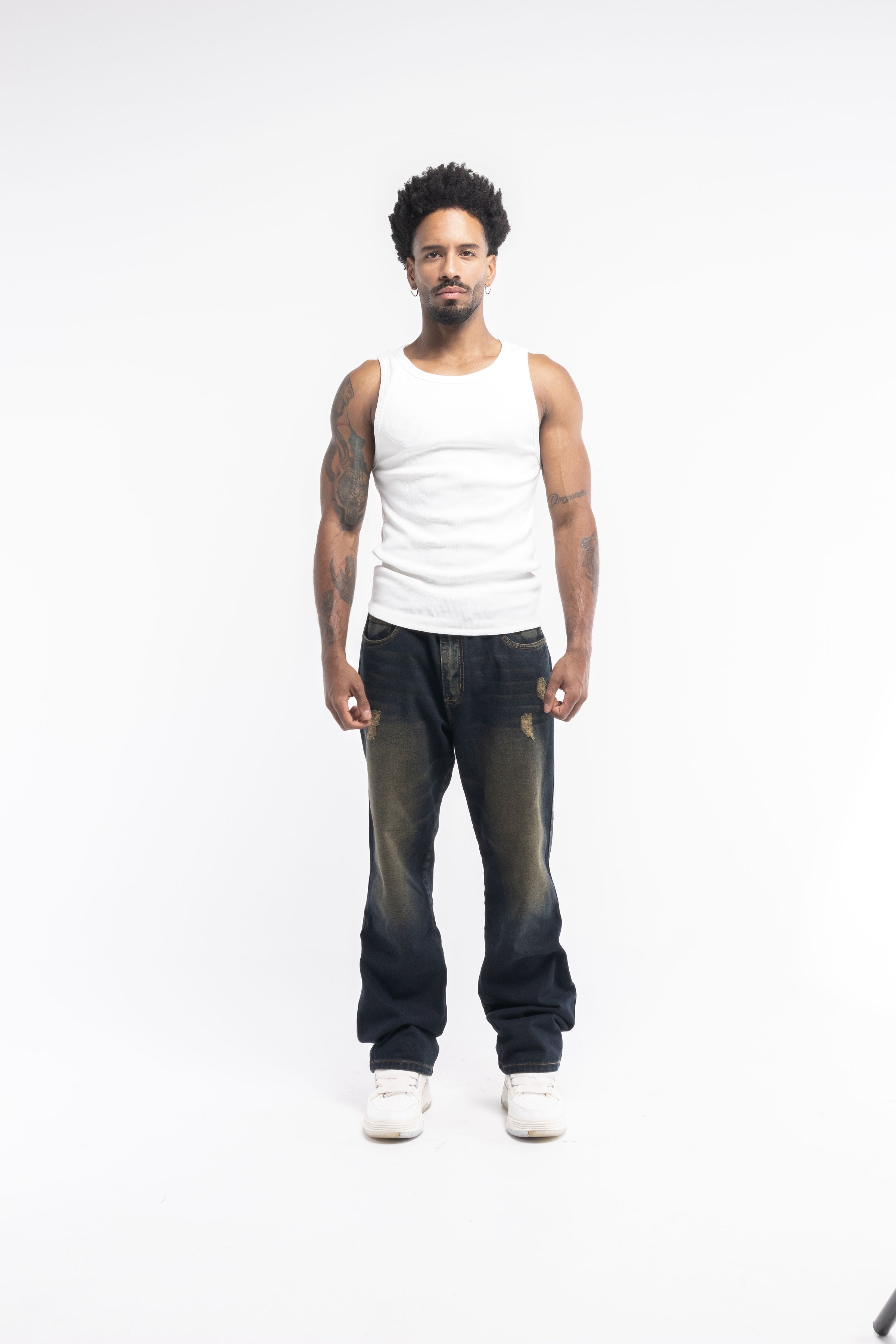 Jeans Regular Dirty Musgo