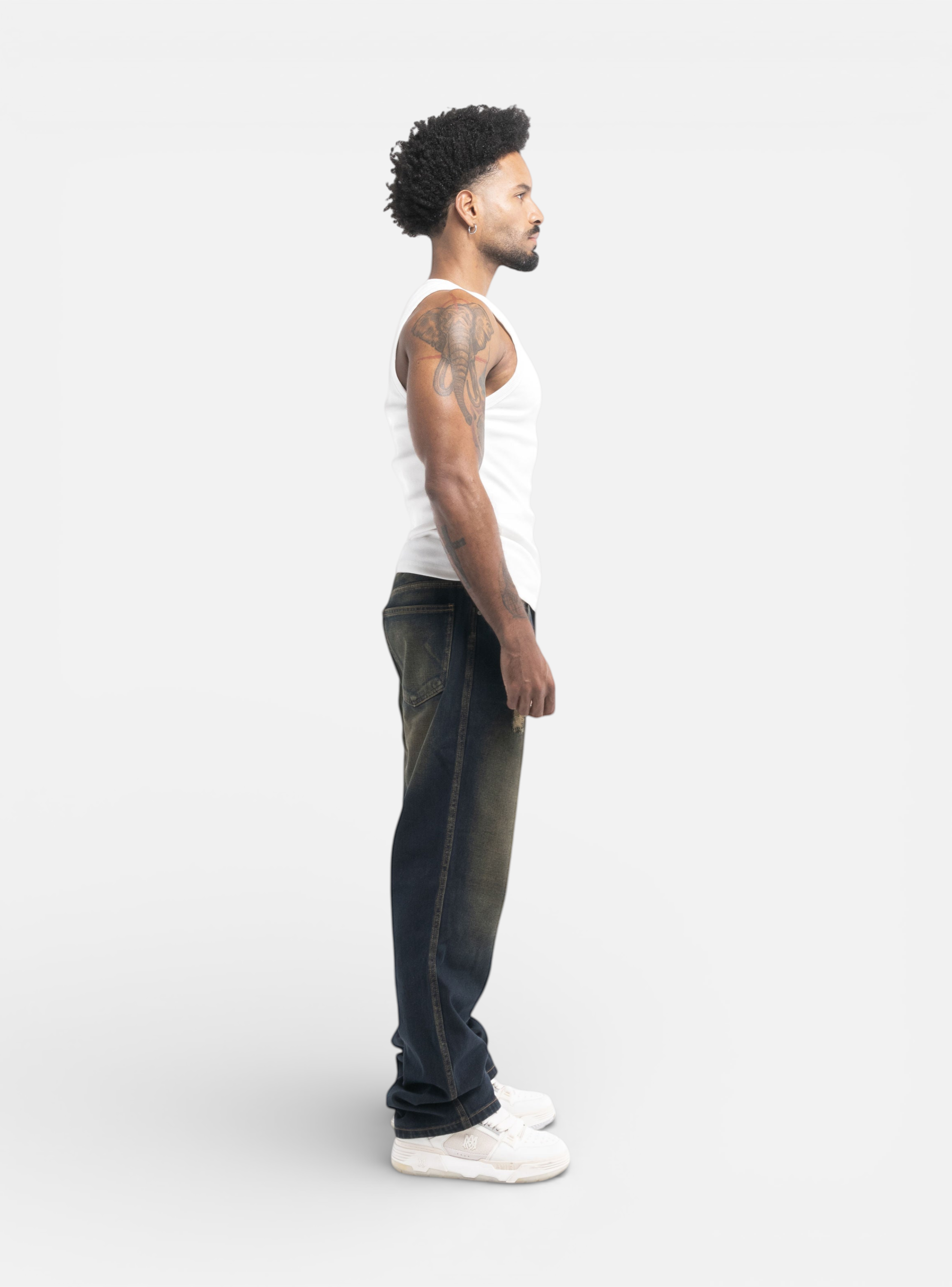 Jeans Regular Dirty Musgo