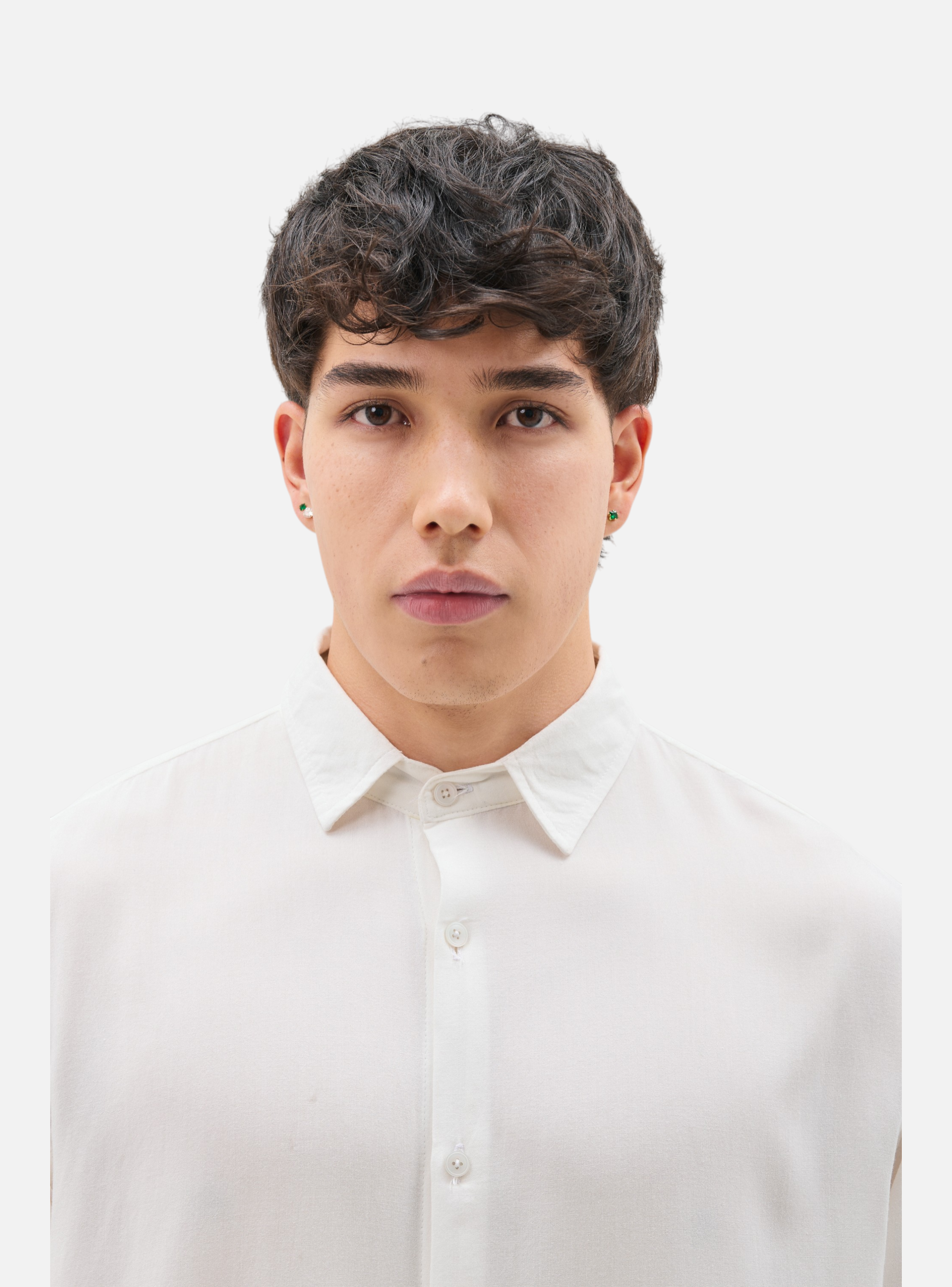 Fxckboy relaxed fit bone white rayon poplin shirt with a fluid drape. Perfect for winter.
